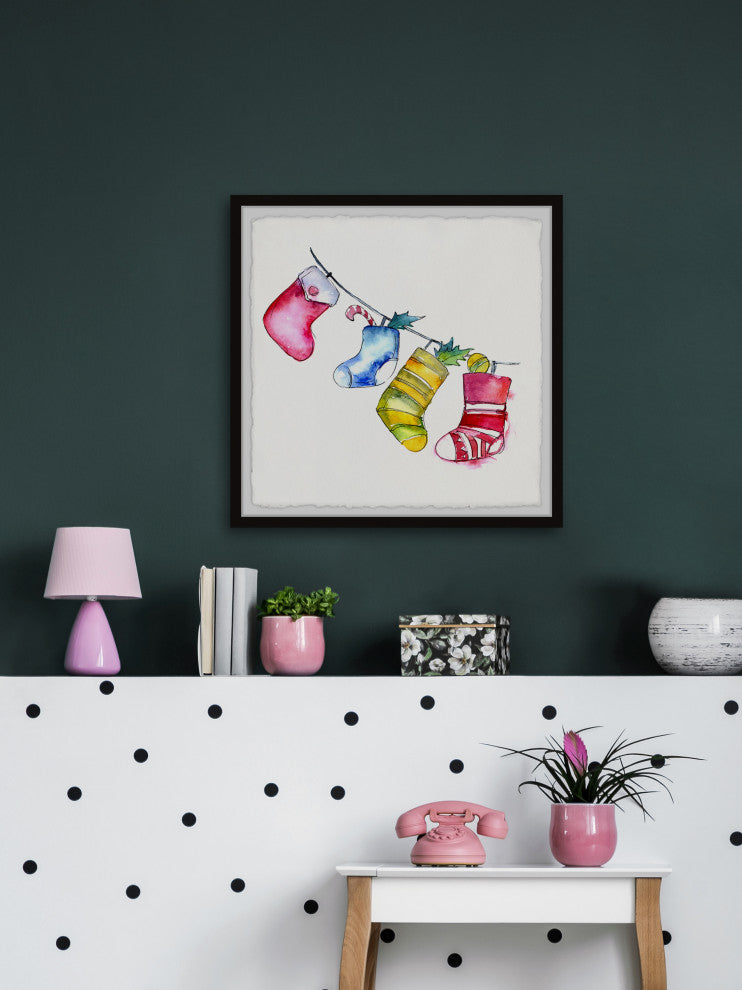 "Here Comes Santa" Framed Painting Print, 12x12
