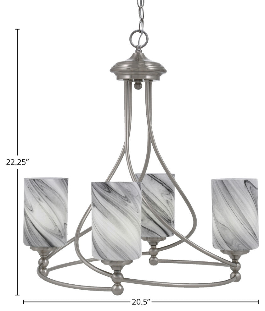 Capri 4-Light Chandelier, Brushed Nickel/Onyx Swirl