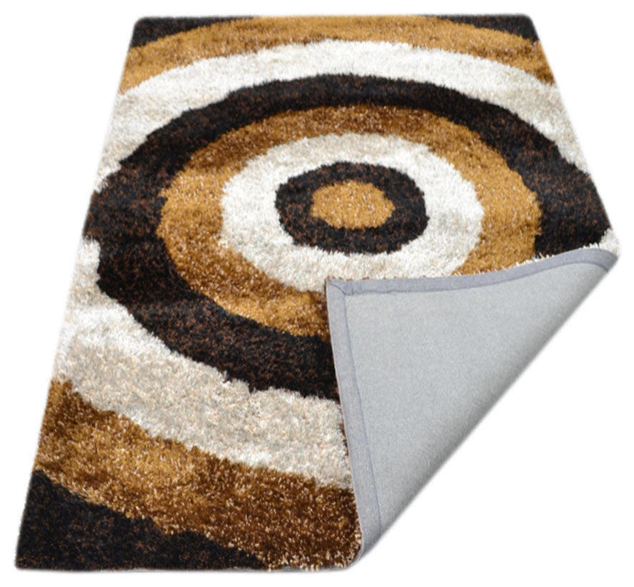 Shaggy Modern Contemporary Hand-Tufted Indian Oriental Area Rug, Brown, 6x9'