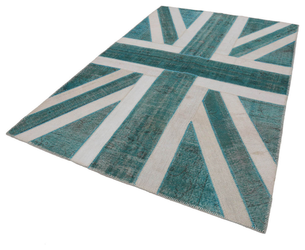 Rug N Carpet - Handmade Anatolian 6' 7'' x 9' 10'' Flag Patchwork Rug