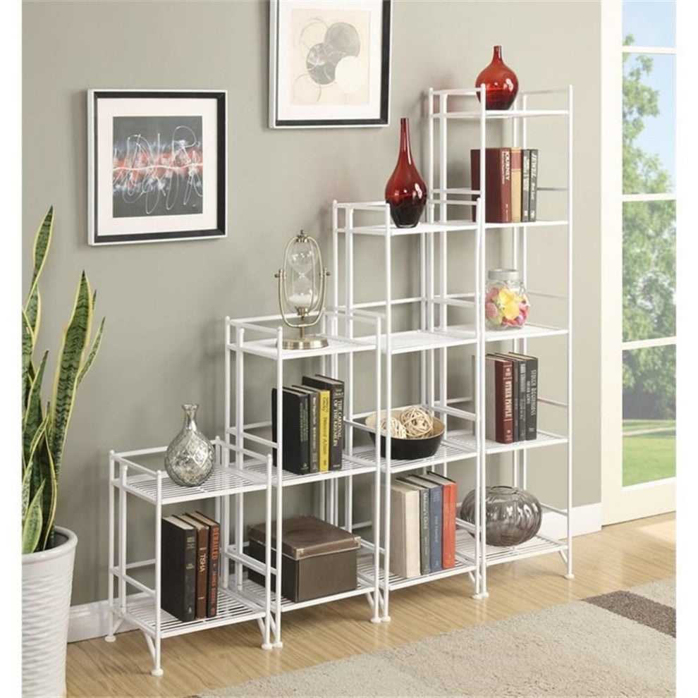 Convenience Concepts Xtra Storage Five-Tier Folding Shelf in White Metal Finish