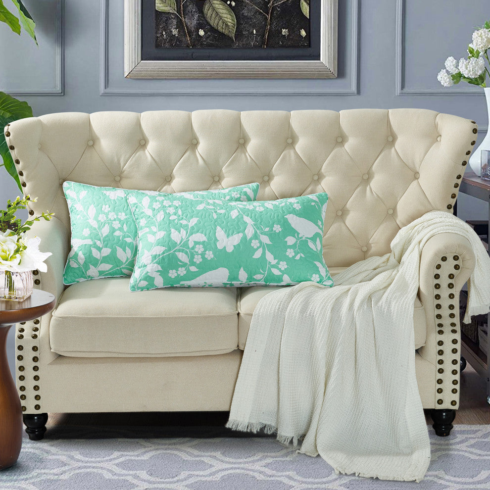Birdsong 2 Piece Lumbar Pillow Shell Sets, Blue, (2) 14" X 26"