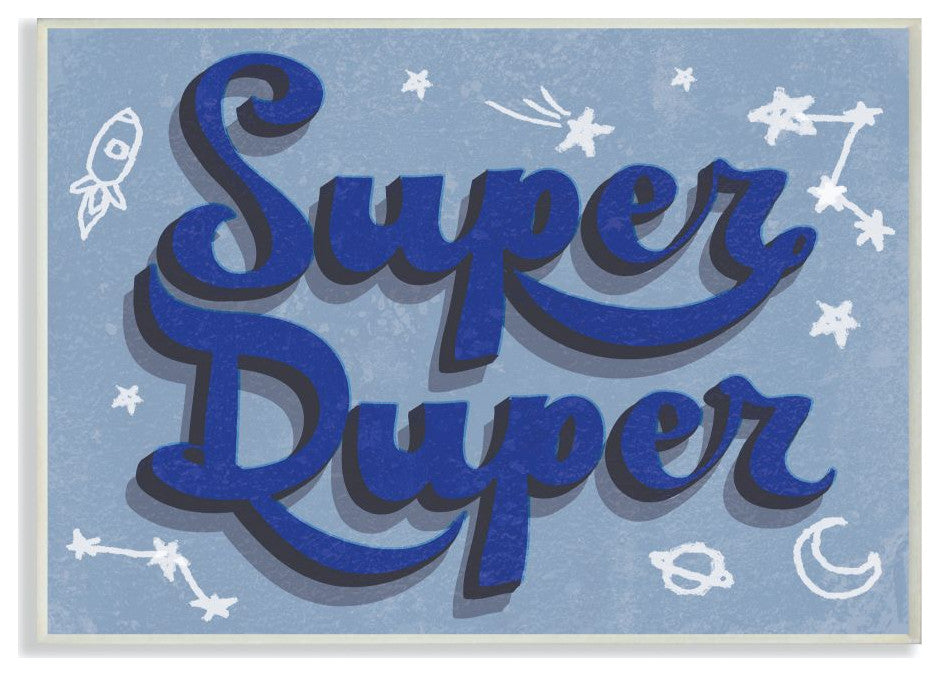 Kids Super Duper Word Blue Design Drawing, 10"x15"