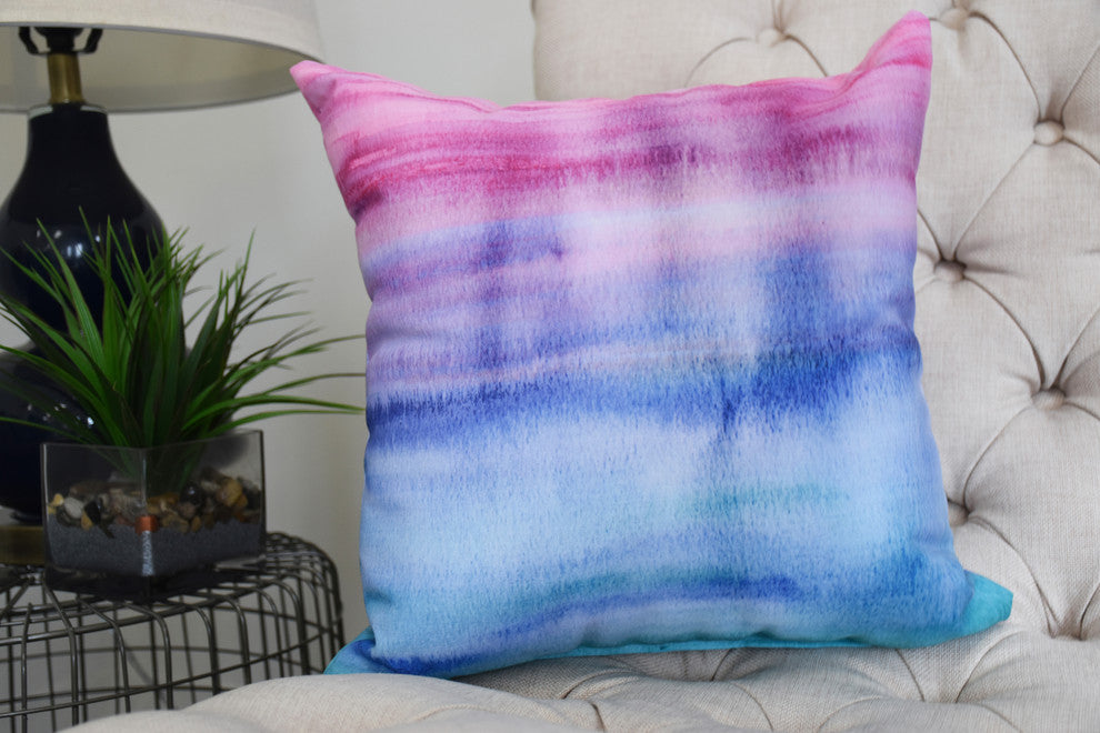 16" Sunset Beauty Multi Color Stripe Print Decorative Throw Pillow