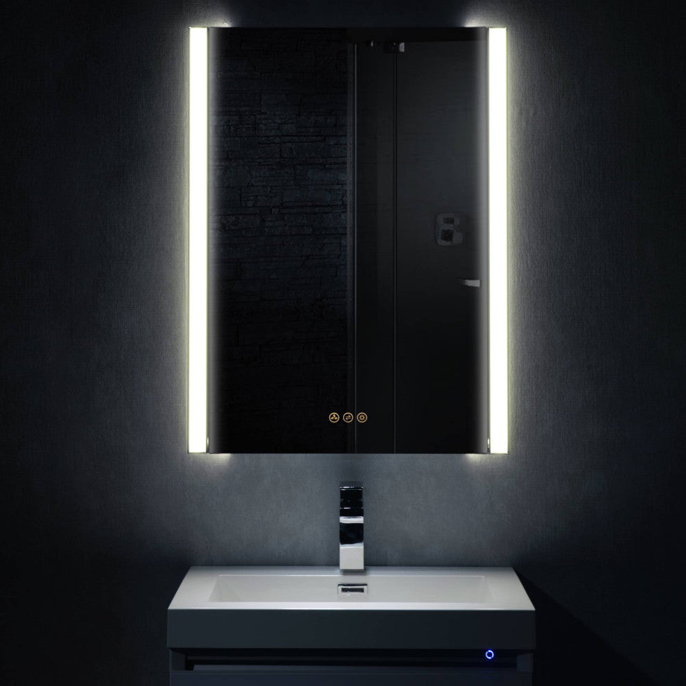 LED Antifog Bathroom Mirror, Dimmer, Adjustable Color, Chrome, 24x32