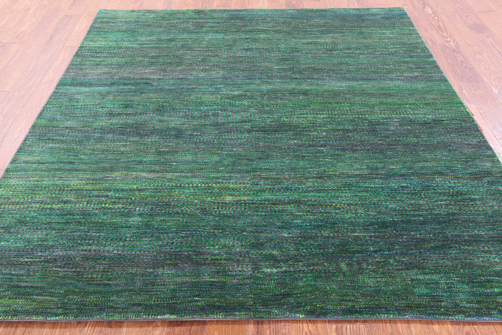 7' Square Wool & Silk Super Savannah Gabbeh Handmade Rug - Q13060
