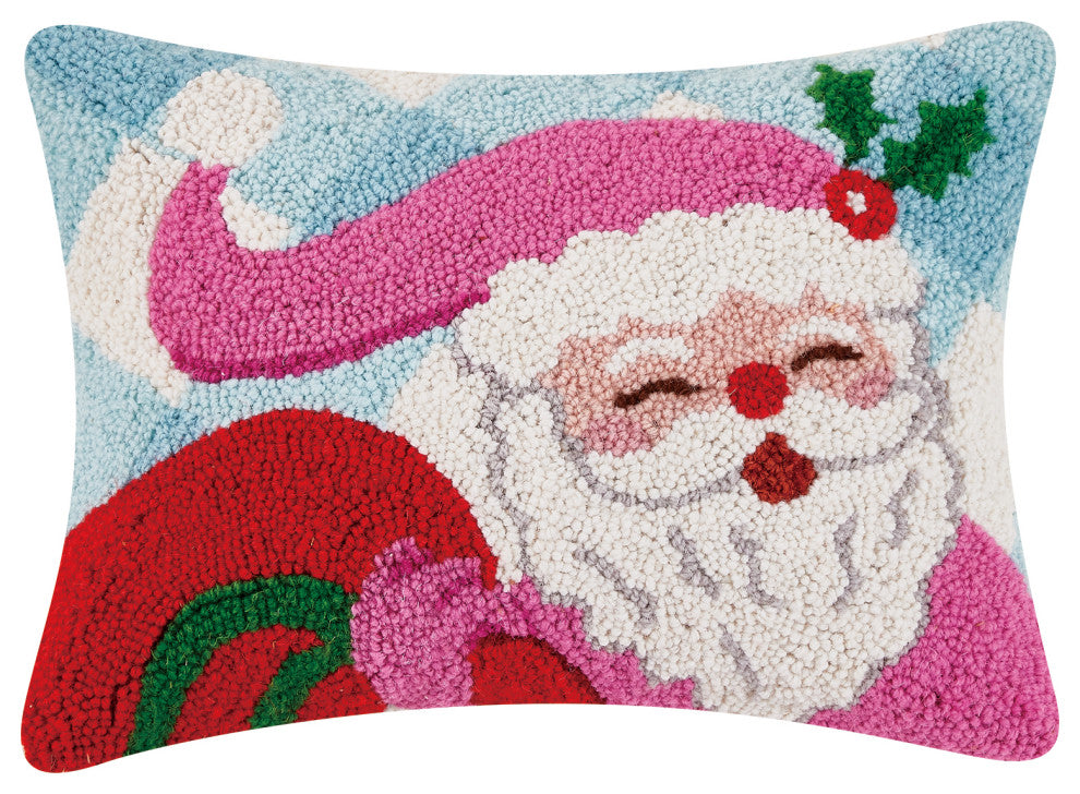 Festive Gingham Santa Hook Pillow