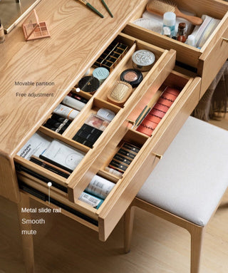 Ash Wood Dressing Table, Walnut Color/ Makeup Table 31.4"