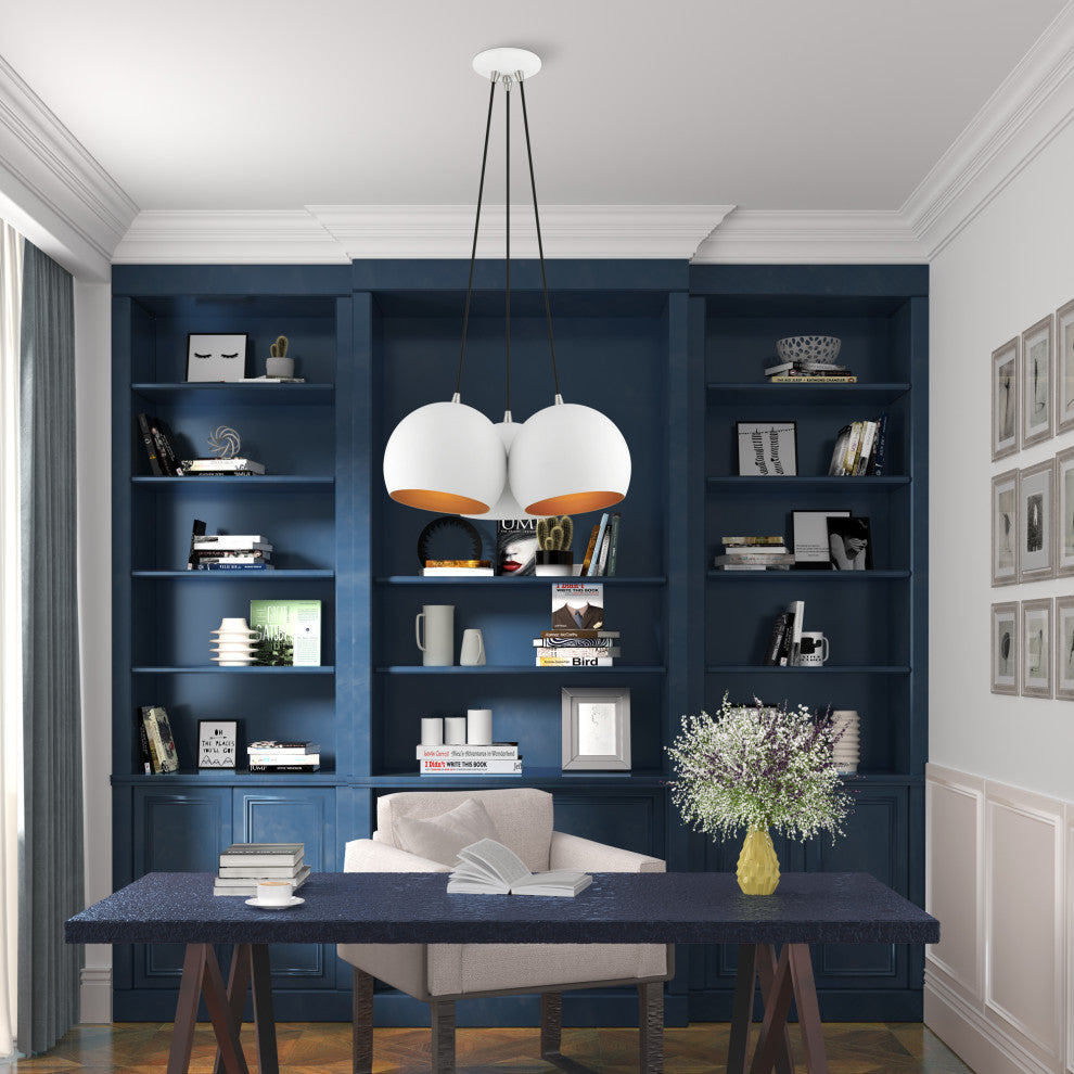 Livex Lighting 3 Light White Globe Pendant