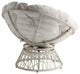 Papasan Chair With White Round Pillow Cushion and White Wicker Weave