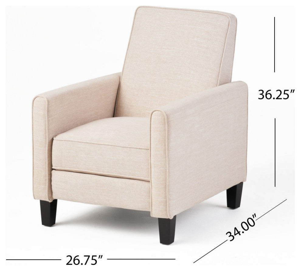 Susan Fabric Recliner, Set of 2, Beige and Dark Brown