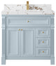 Paris 36" Center Sink Bathroom Vanity, Blue Heather 2" Viola Brown