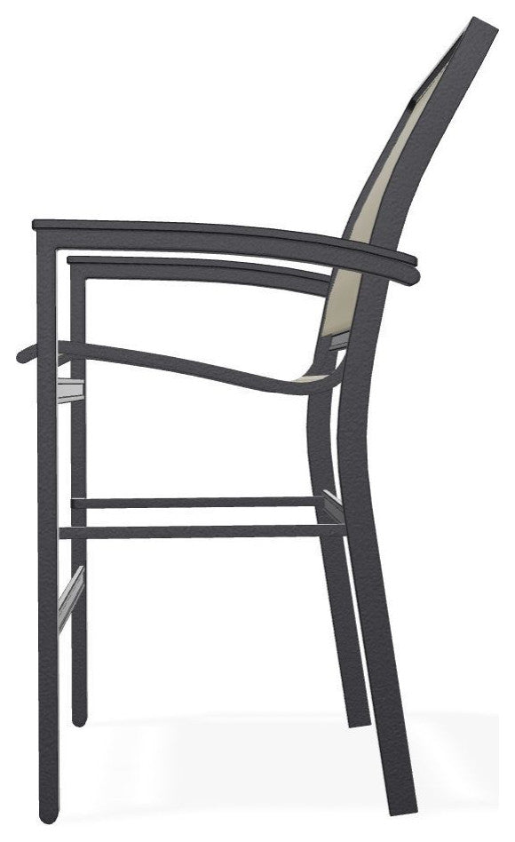 Bazza Sling Balcony Height Stackable Outdoor Stool, Elevation Stone/Black