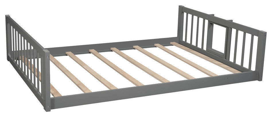Gray Full Over Full Over Full Contemporary Bunk Bed With Slide