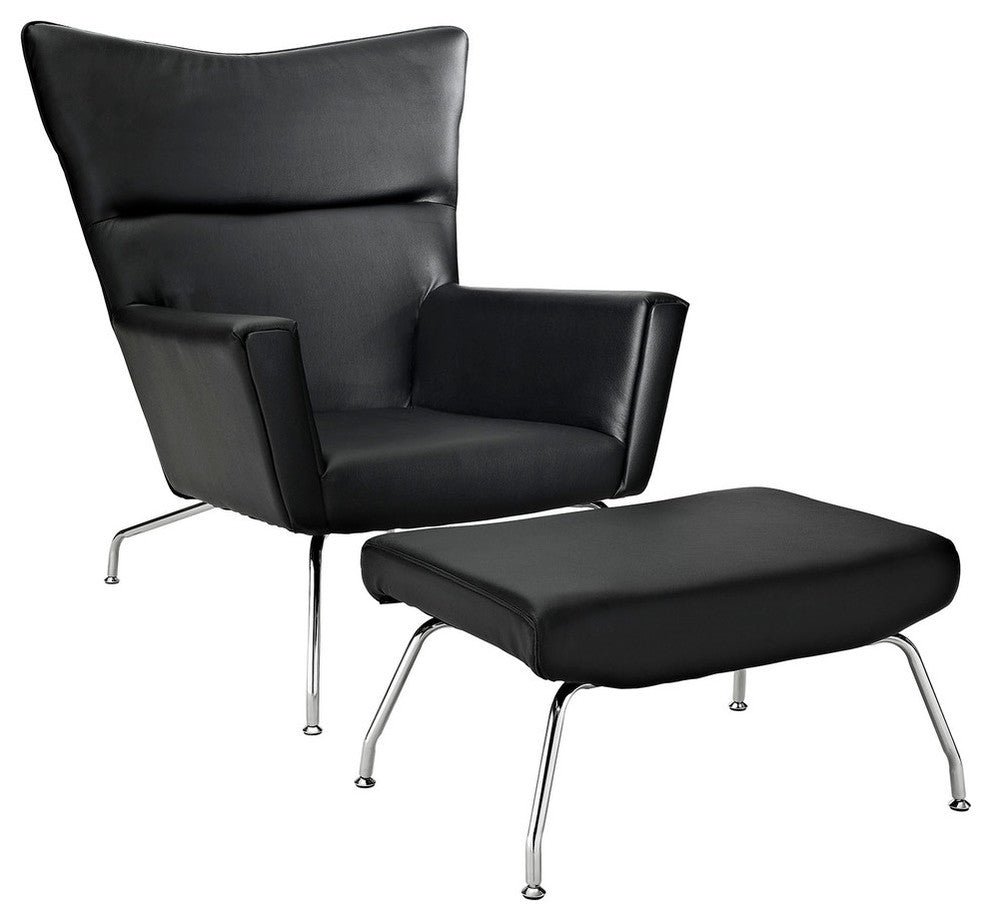 Modern Black Class Leather Lounge Chair