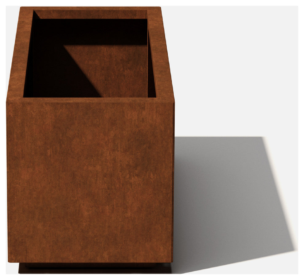 Metallic Series Corten Steel Long Box Planter, Large