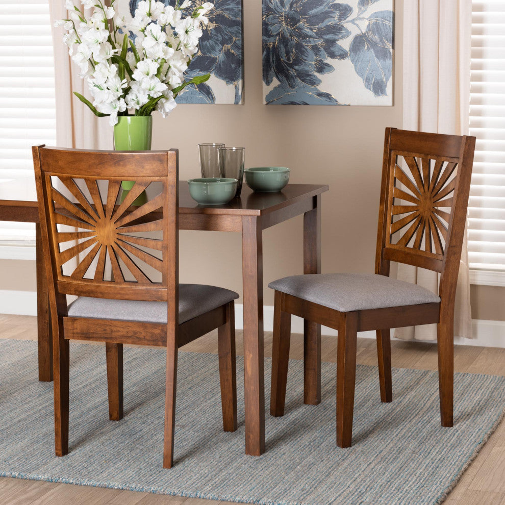 Loni Dining Collection, Gray/Walnut Brown, Dining Chair, Set of 2