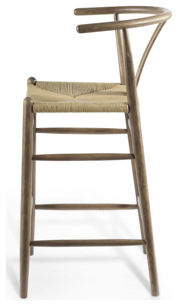 Bar Stool Chair Barstool, Wood, Gray, Modern, Bar Cafe Bistro Restaurant