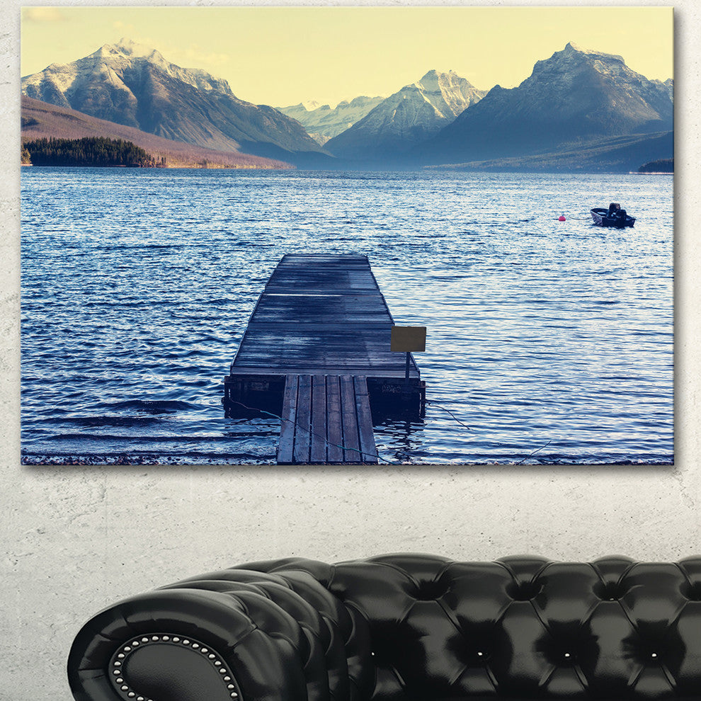 Lake in Glacier National Park, Large Seashore Canvas Print, 40"x30"
