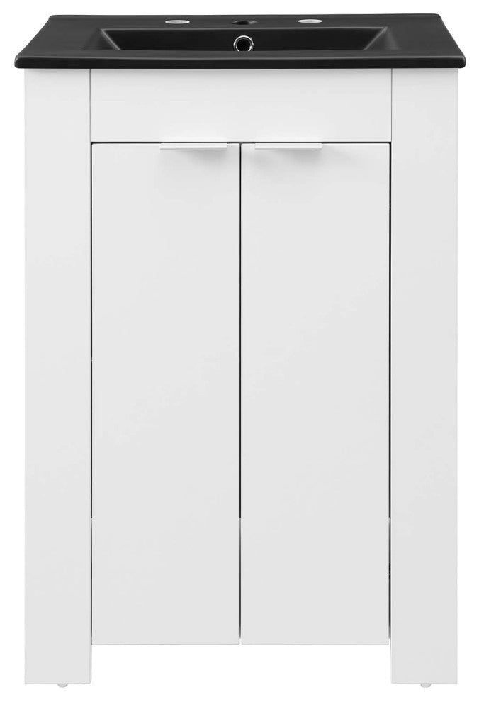 Sink Vanity Cabinet, Melamine, White Black, Modern, Hotel Bedroom Bathroom