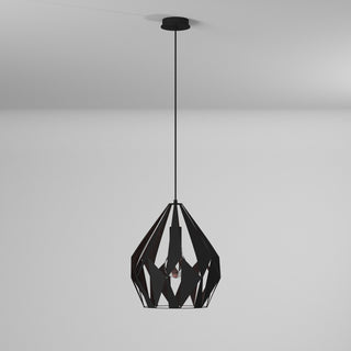 1x60W Pendant With A Black Outer Finish and Copper Interior Finish, Copper