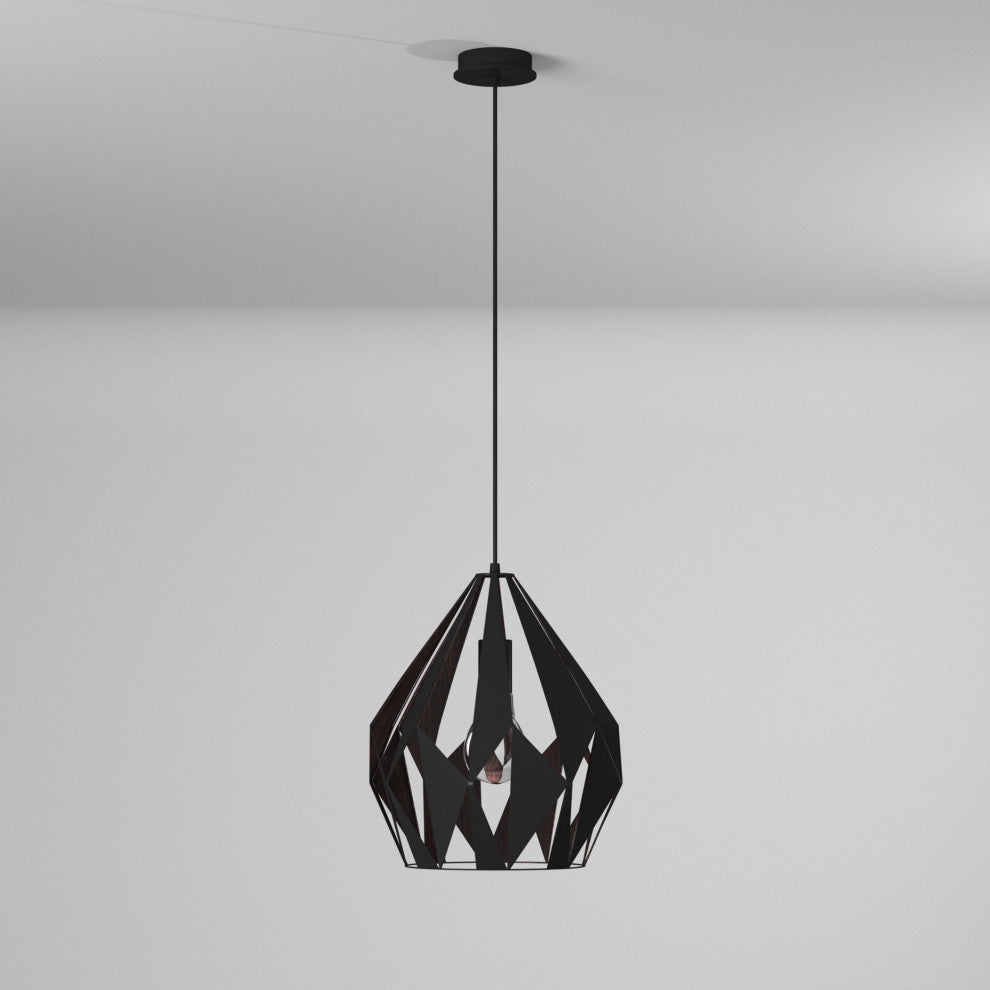 1x60W Pendant With A Black Outer Finish and Copper Interior Finish, Copper