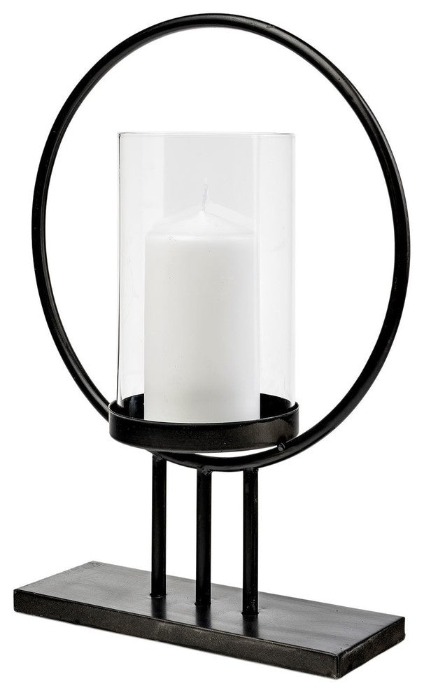 Saturn I Table Candle Holder, Small, Black
