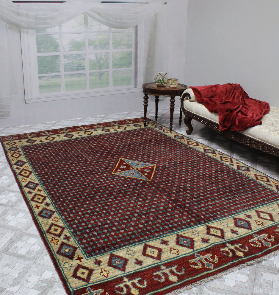 Balochi Khabir Red Rug, 6'6x9'9