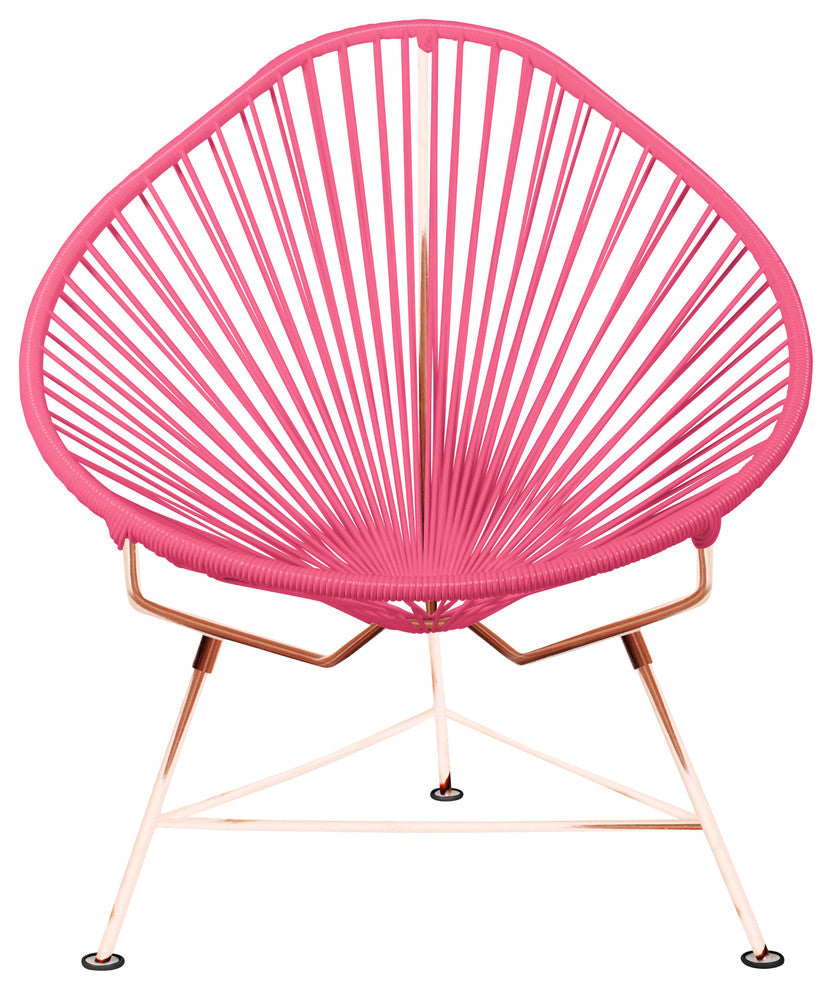 Junior Indoor/Outdoor Handmade Acapulco Chair, Pink Weave, Copper Frame