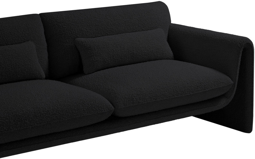 Stylus Boucle Fabric Upholstered Sofa, Black