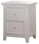 Nightstand with 2 Drawers and Tapered Legs, White