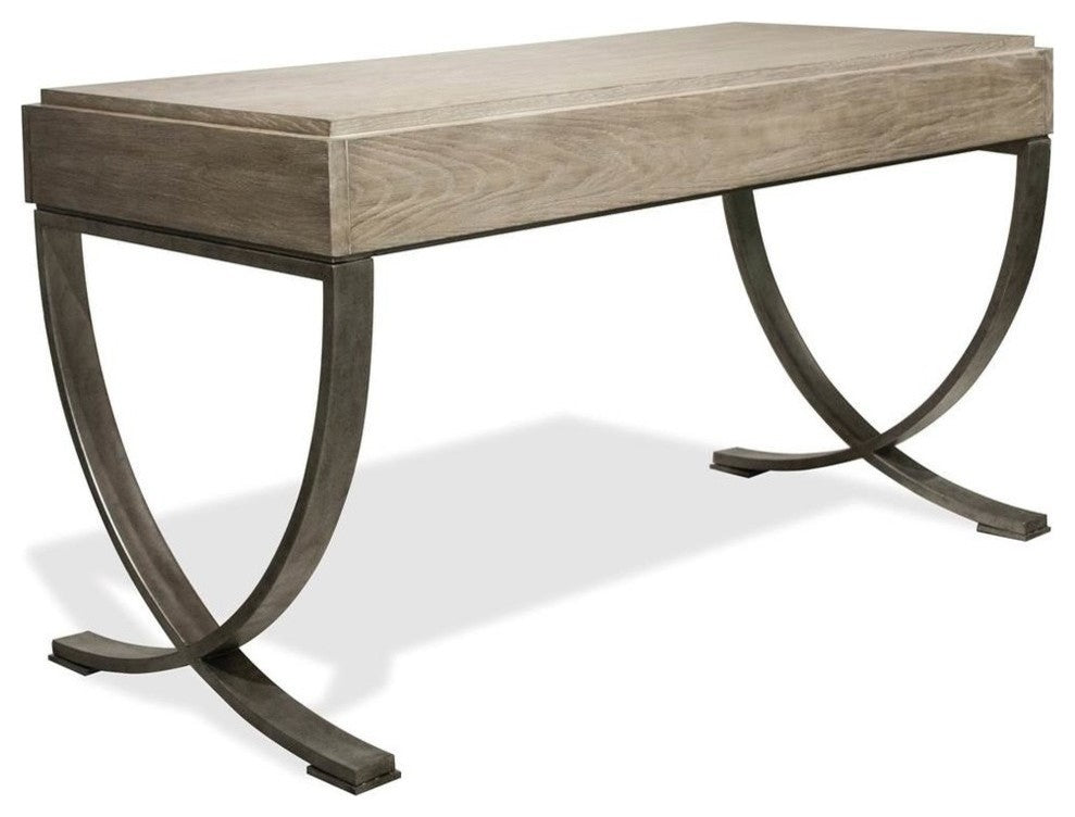 Riverside Furniture Sophie Wood and Metal Writing Desk in Natural