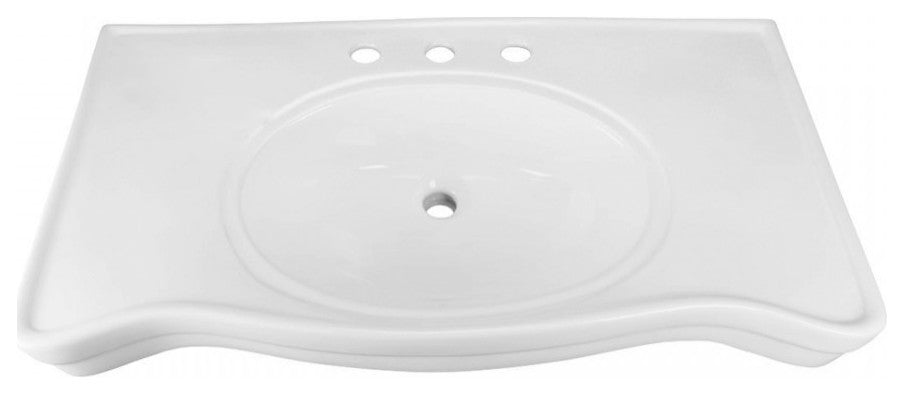 Console Sink Belle Epoque White with Spindle Legs and Widespread Faucet Holes