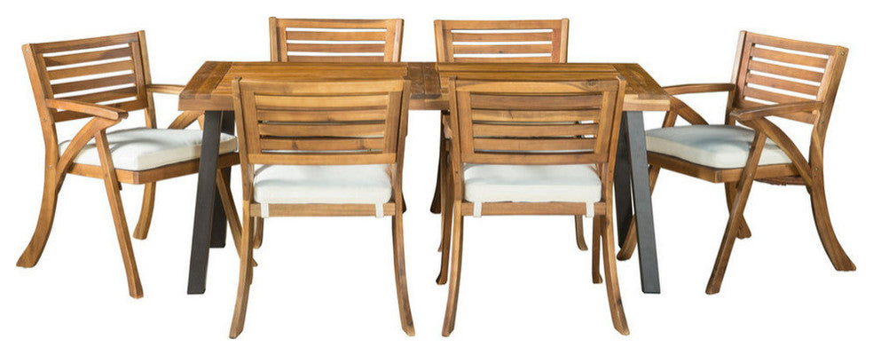 DeSoto 7-Piece Teak Finish Acacia Wood Patio Dining Set
