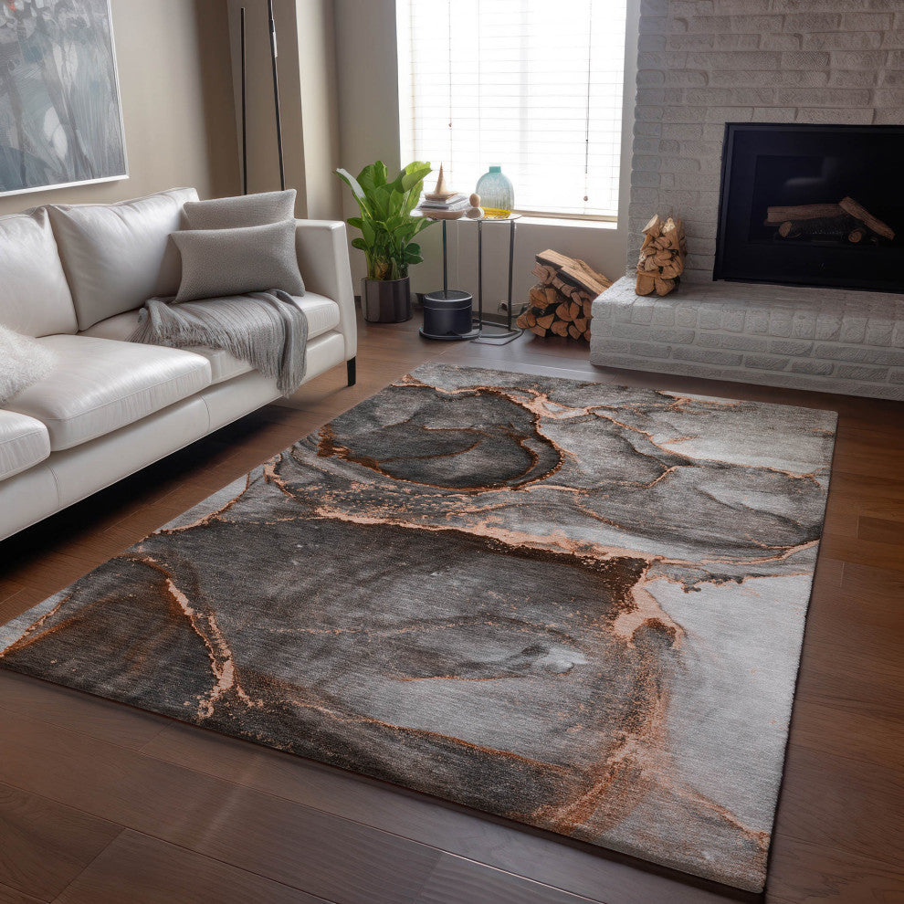 Premium Machine Washable Mayfield AMF525 Peach 3' x 5' Rug