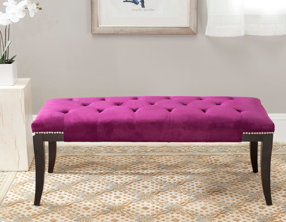 Safavieh Gibbons Bench, Plum Fabric
