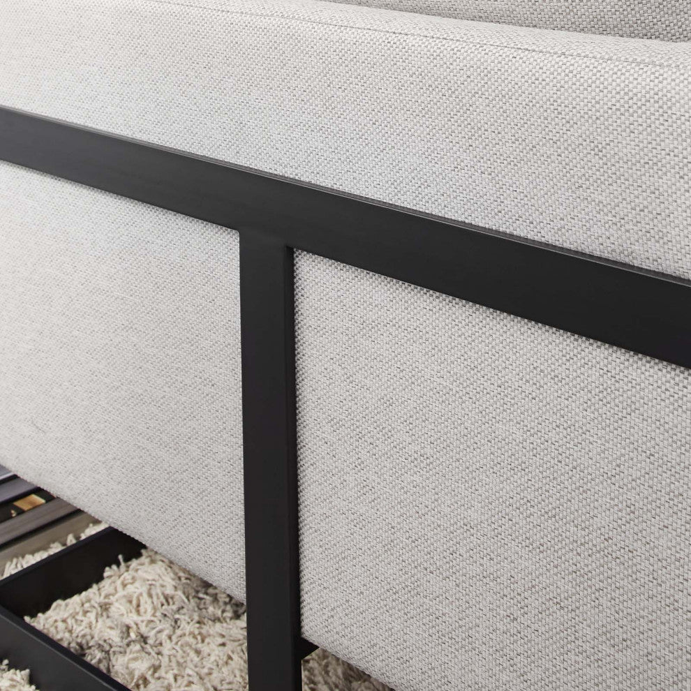 Accent Chair, Fabric, Metal, Black Brown Oatmeal, Modern, Lounge Hospitality