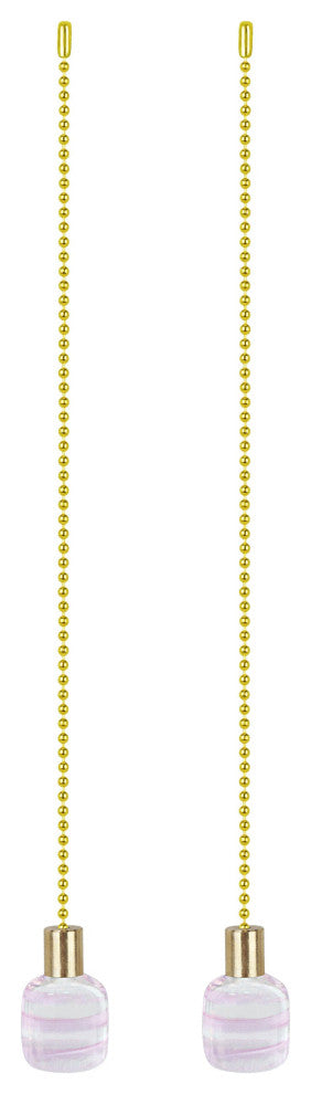 Aspen Creative 20509-X, 12" Glass Knob with Pull Chain, Clear With White Grain,