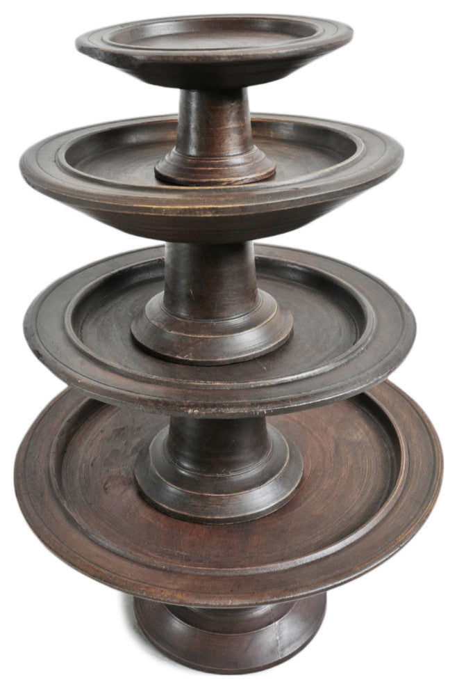 Consigned Vintage Java Pedestal Tray, X-Small