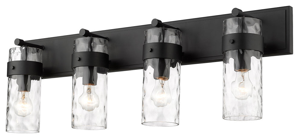Fontaine Four Light Vanity, Matte Black