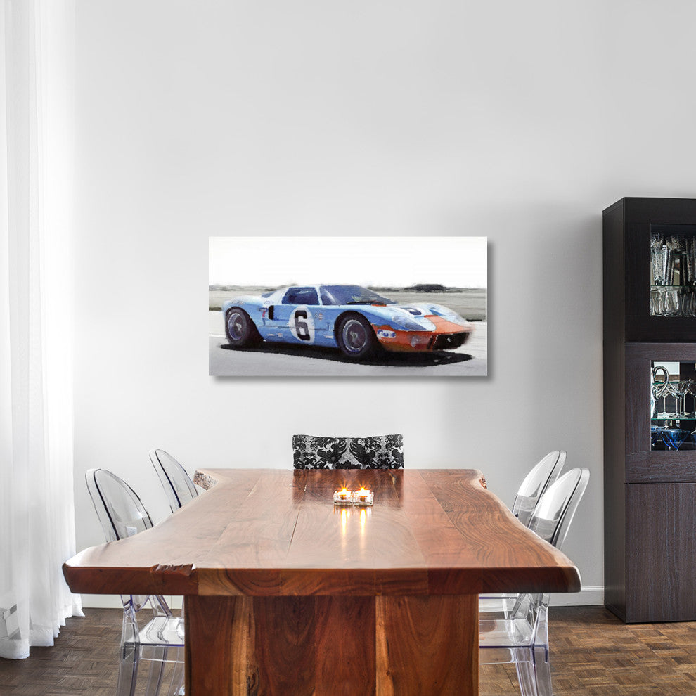 "Ford GT 40 Gulf Watercolor" Fine Art Print