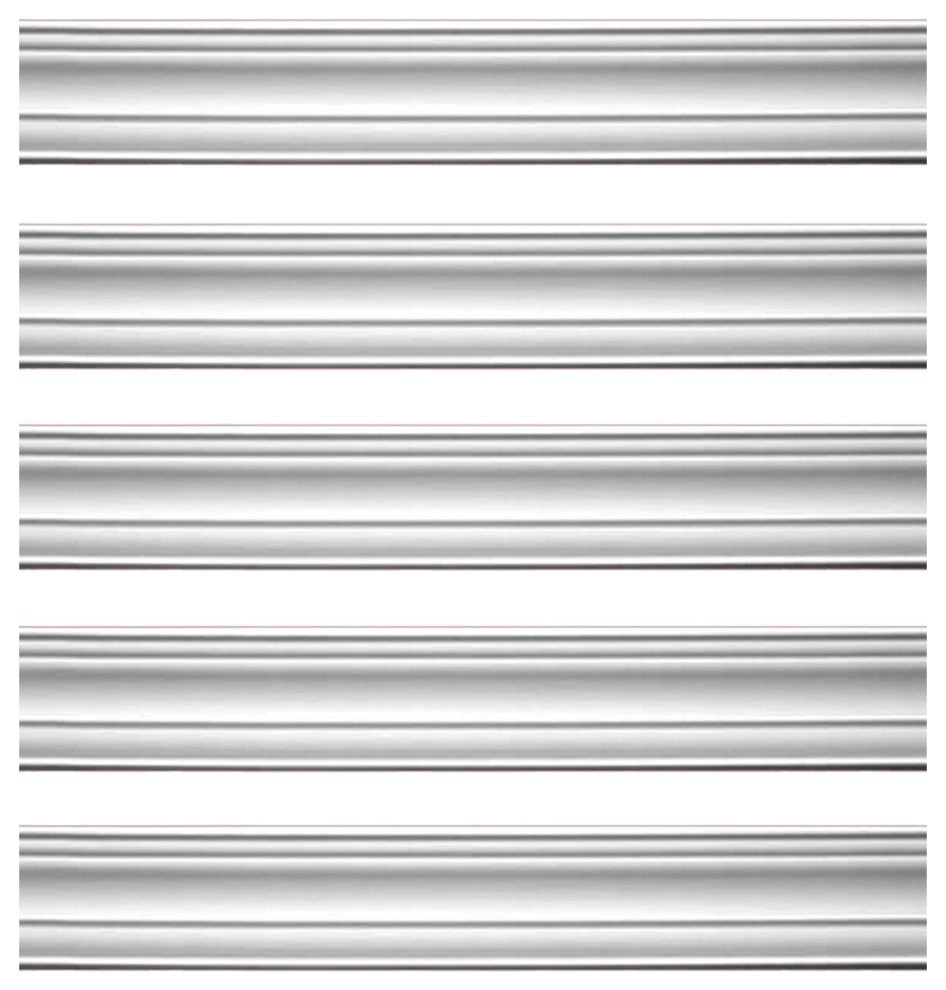 Cornice White Urethane Pas De Calais Design 5 Pieces Totaling 473.125" Length