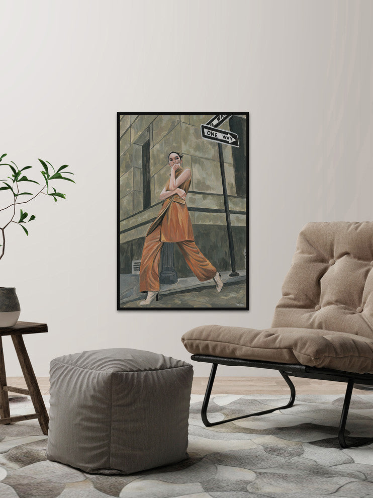 "Corner Street Fashion II" Floater Framed Painting Print on Canvas, 40"x60"