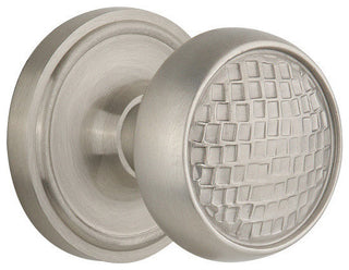 Single Classic Rosette With Round Clear Cottage Knob, Satin Nickel