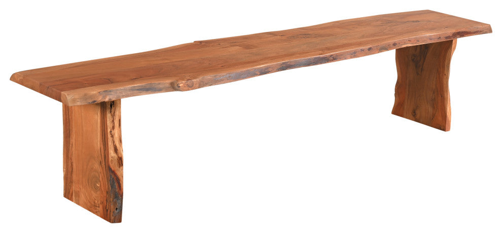 Stafford Live Edge Dining Bench, Chestnut Brown, Seats 4