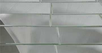 12 in x 24 in Beveled Glass Mirror Large Format Subway Tile in Glossy Silver