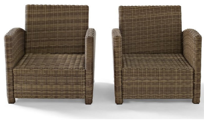 Crosley Furniture Bradenton Wicker / Rattan Patio Armchair in Brown (Set of 2)