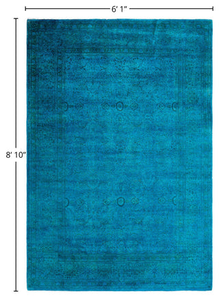 Overdyed, One-of-a-Kind Hand-Knotted Area Rug Blue, 6'1"x8'10"