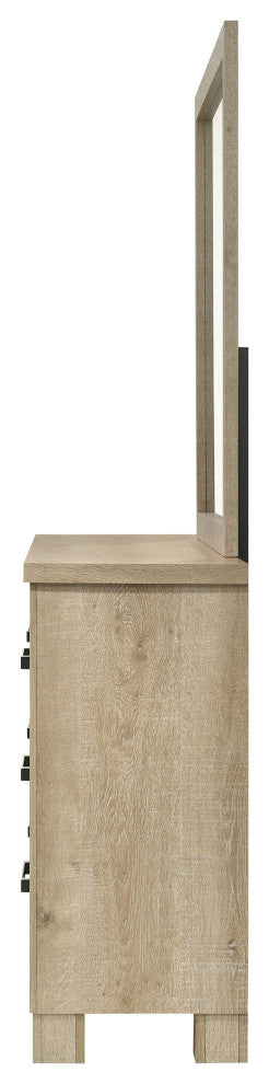 Oakglen 6-drawer Bedroom Dresser and Mirror Weathered Oak