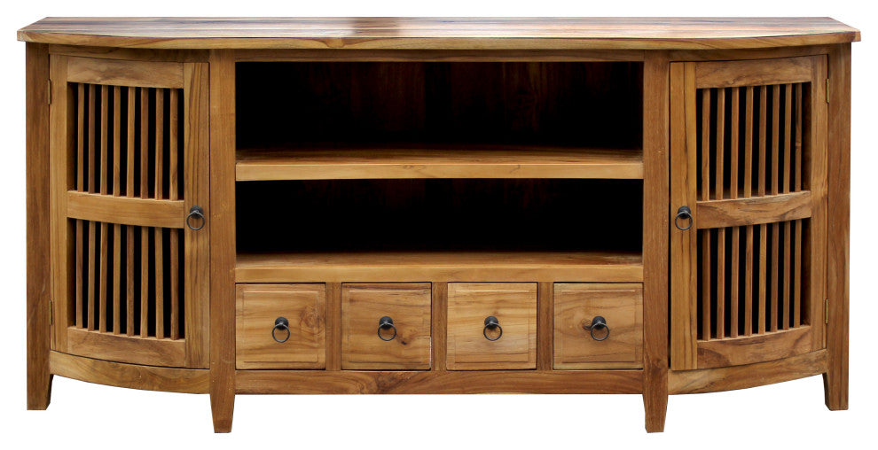Waxed Teak Wood Belize Buffet / Entertainment Center